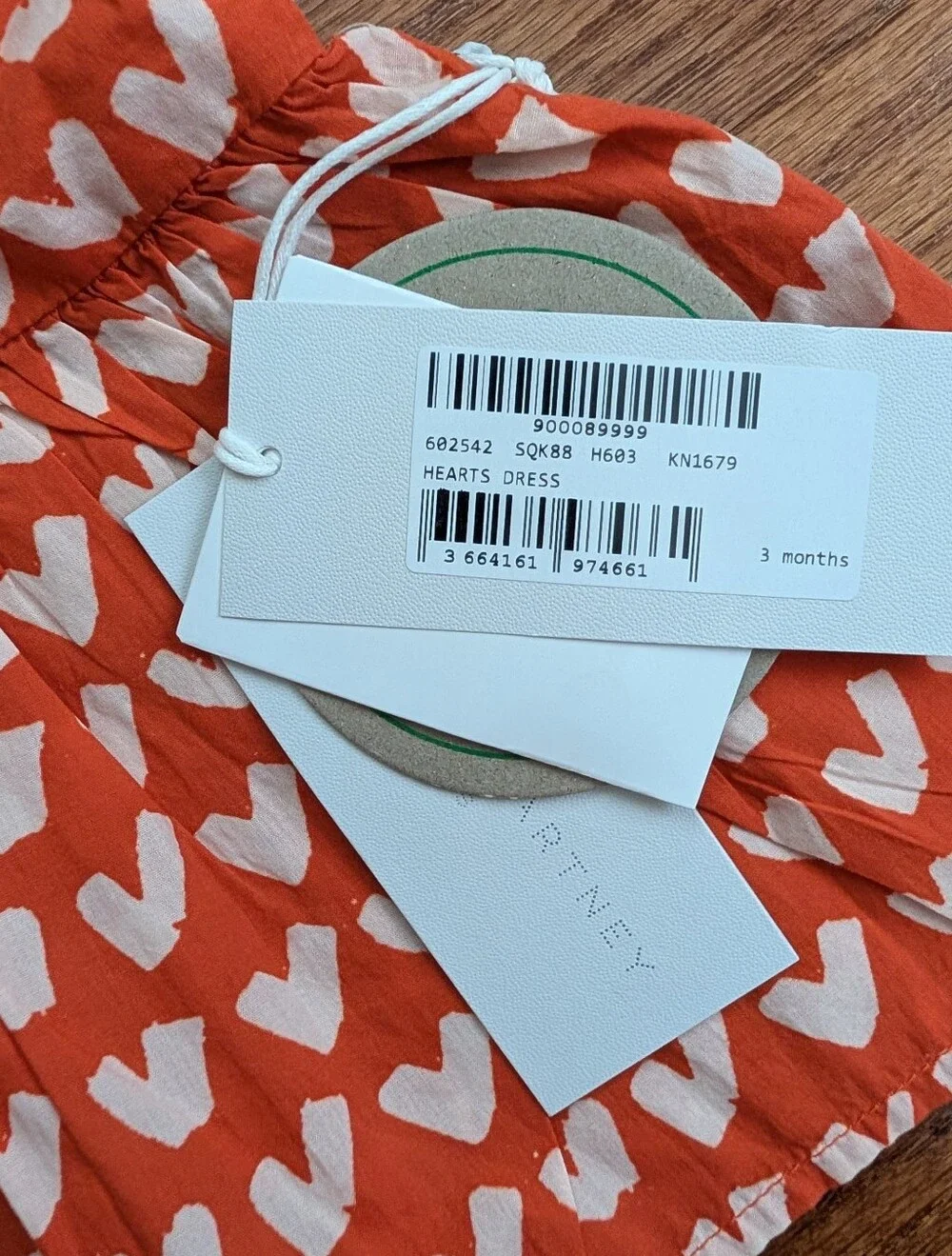 NWT Stella McCartney Kids Heart Flutter Dress - 3 Months